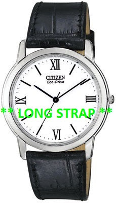 ** LONG ** BAND ONLY: Citizen Watch Strap Black Leather 19 MM LONG Part # 59-T50054LS
