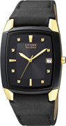 BAND ONLY: Citizen Watch Band Mens Black Leather 24MM- Special Part # 59-S51432